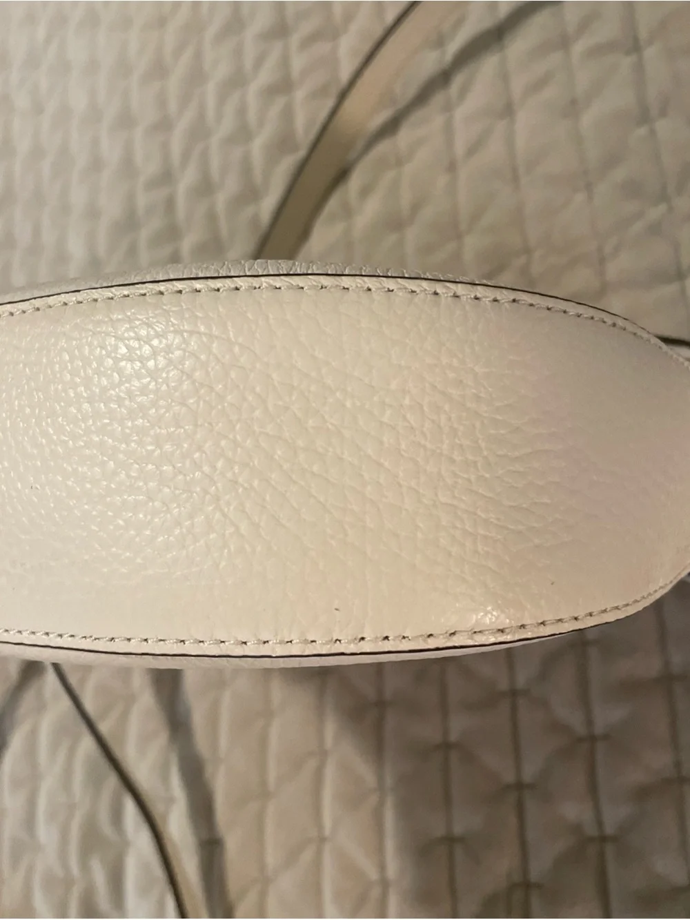 kate spade cream pebbled leather crossbody with gold logo